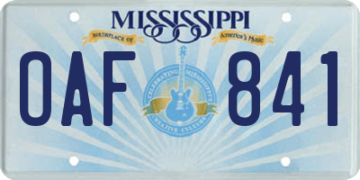 MS license plate OAF841