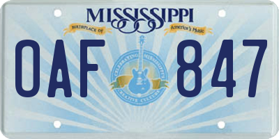 MS license plate OAF847