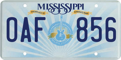 MS license plate OAF856