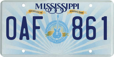 MS license plate OAF861