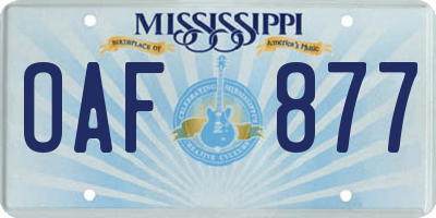MS license plate OAF877