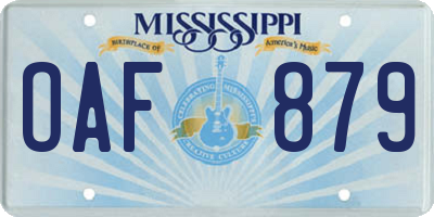 MS license plate OAF879