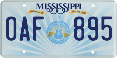 MS license plate OAF895