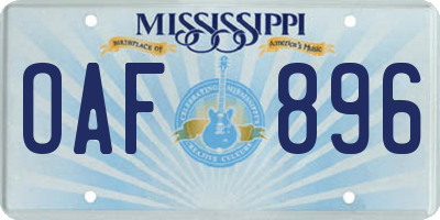 MS license plate OAF896