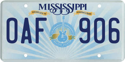 MS license plate OAF906