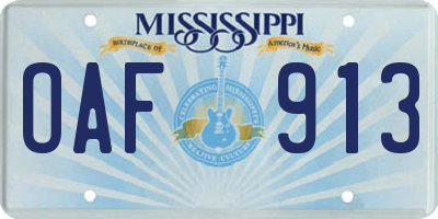 MS license plate OAF913