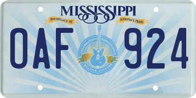 MS license plate OAF924