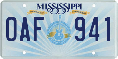 MS license plate OAF941
