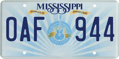 MS license plate OAF944