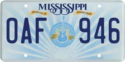 MS license plate OAF946