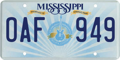 MS license plate OAF949