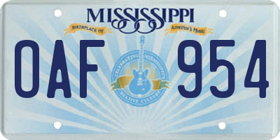 MS license plate OAF954
