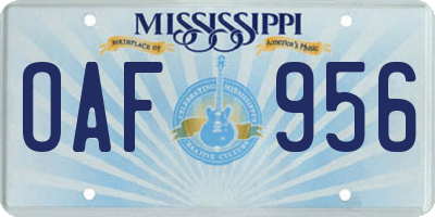 MS license plate OAF956