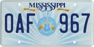 MS license plate OAF967