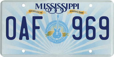 MS license plate OAF969