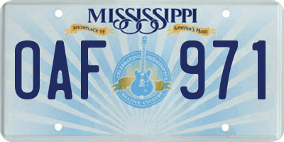 MS license plate OAF971