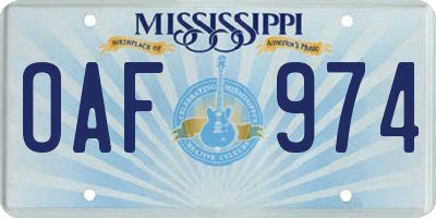 MS license plate OAF974