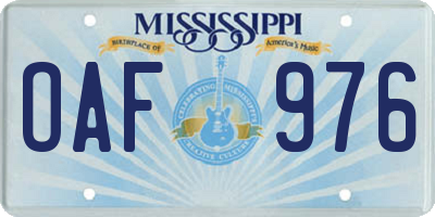 MS license plate OAF976