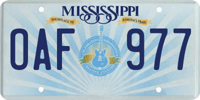 MS license plate OAF977