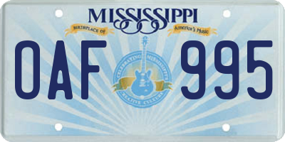MS license plate OAF995