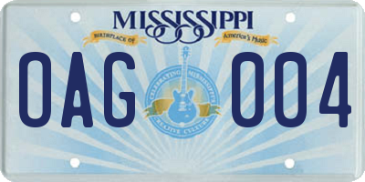 MS license plate OAG004