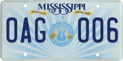 MS license plate OAG006