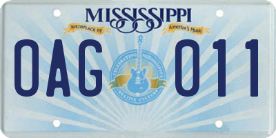MS license plate OAG011