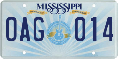 MS license plate OAG014