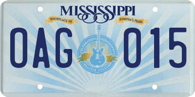 MS license plate OAG015