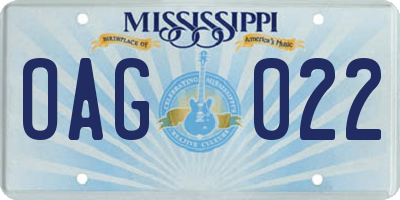 MS license plate OAG022