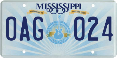 MS license plate OAG024