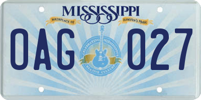MS license plate OAG027