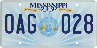 MS license plate OAG028