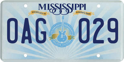 MS license plate OAG029