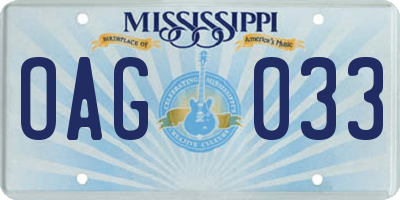 MS license plate OAG033