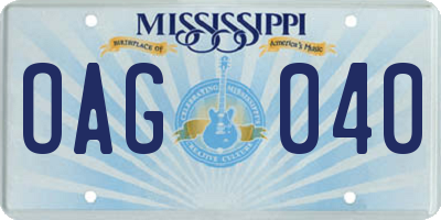 MS license plate OAG040