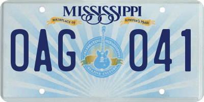 MS license plate OAG041