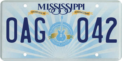 MS license plate OAG042