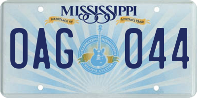 MS license plate OAG044