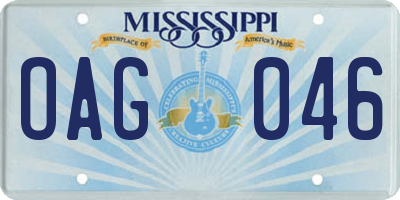MS license plate OAG046
