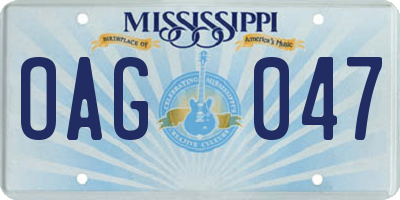 MS license plate OAG047
