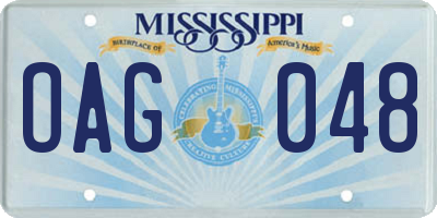 MS license plate OAG048