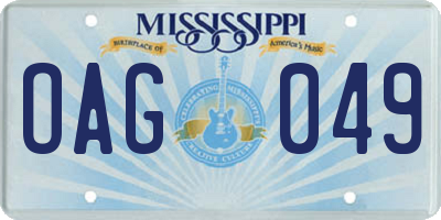 MS license plate OAG049