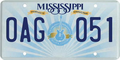 MS license plate OAG051