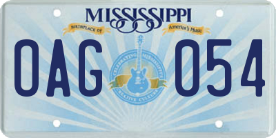 MS license plate OAG054