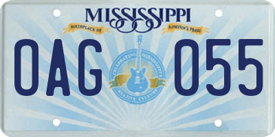 MS license plate OAG055