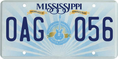 MS license plate OAG056