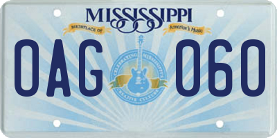MS license plate OAG060