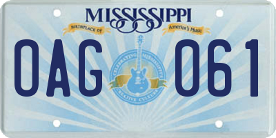 MS license plate OAG061