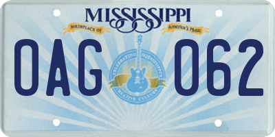 MS license plate OAG062